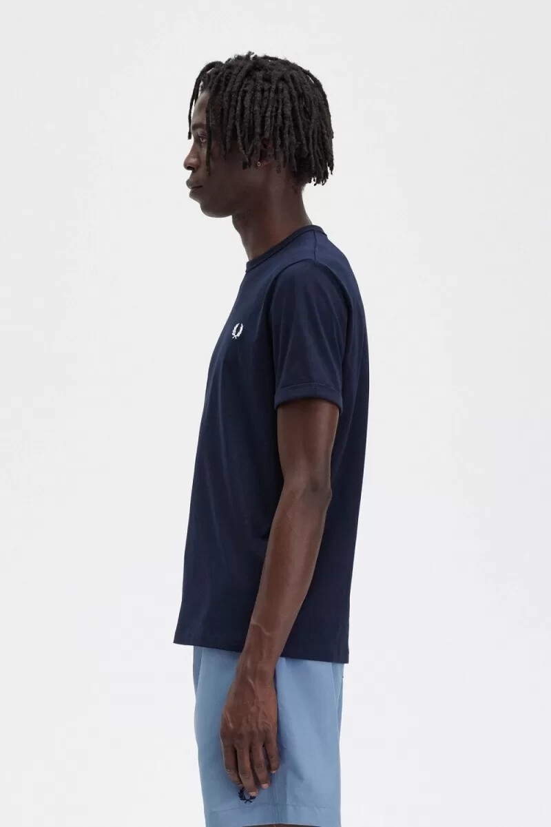 fred perry ringer t-shirt da uomo blu navy