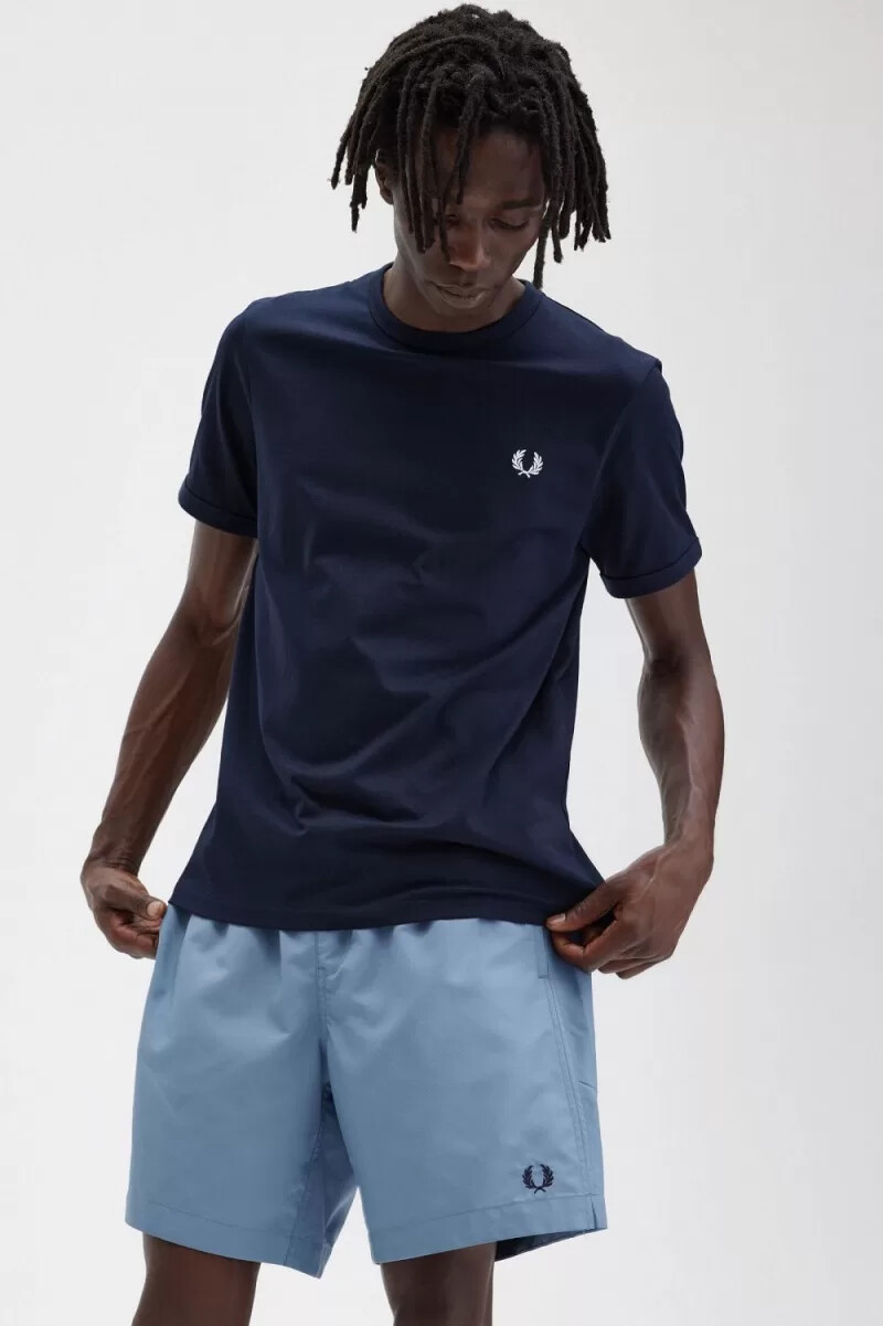 fred perry ringer t-shirt da uomo blu navy