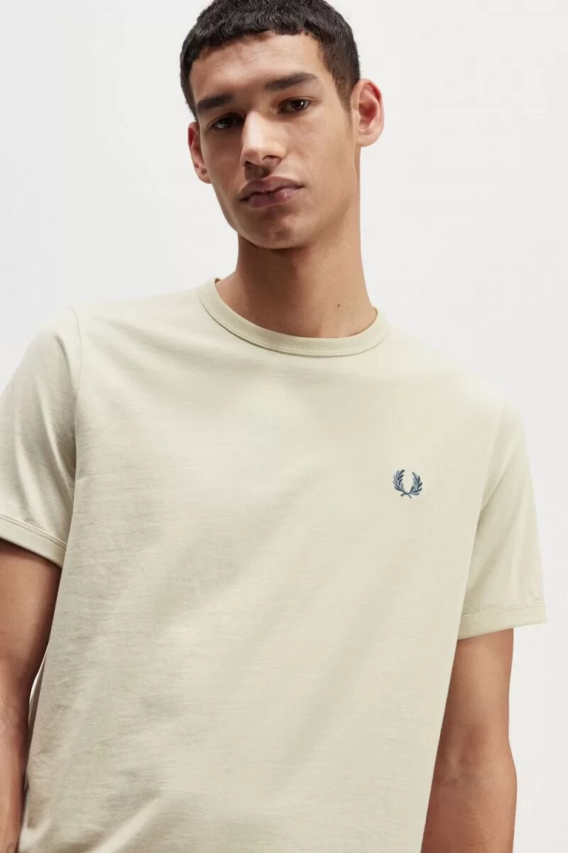 fred perry ringer t-shirt da uomo color menta chiaro