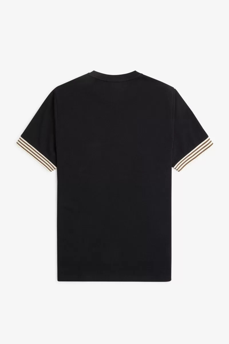 maglietta da uomo fred perry con polsini a righe nera