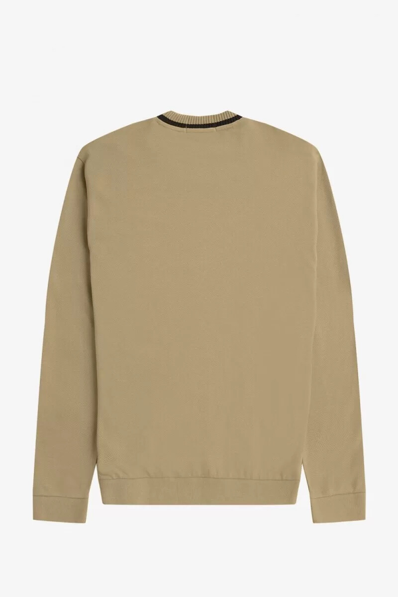 maglietta da uomo a maniche lunghe in piqué fred perry color cachi