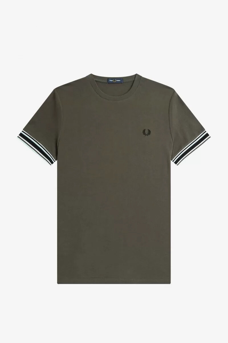 fred perry bold tipped piqué t-shirt da uomo verde campo