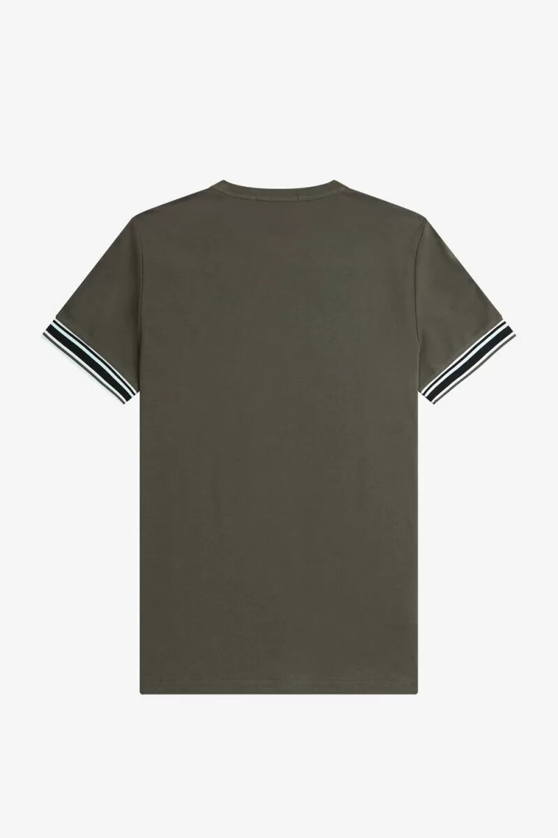 fred perry bold tipped piqué t-shirt da uomo verde campo