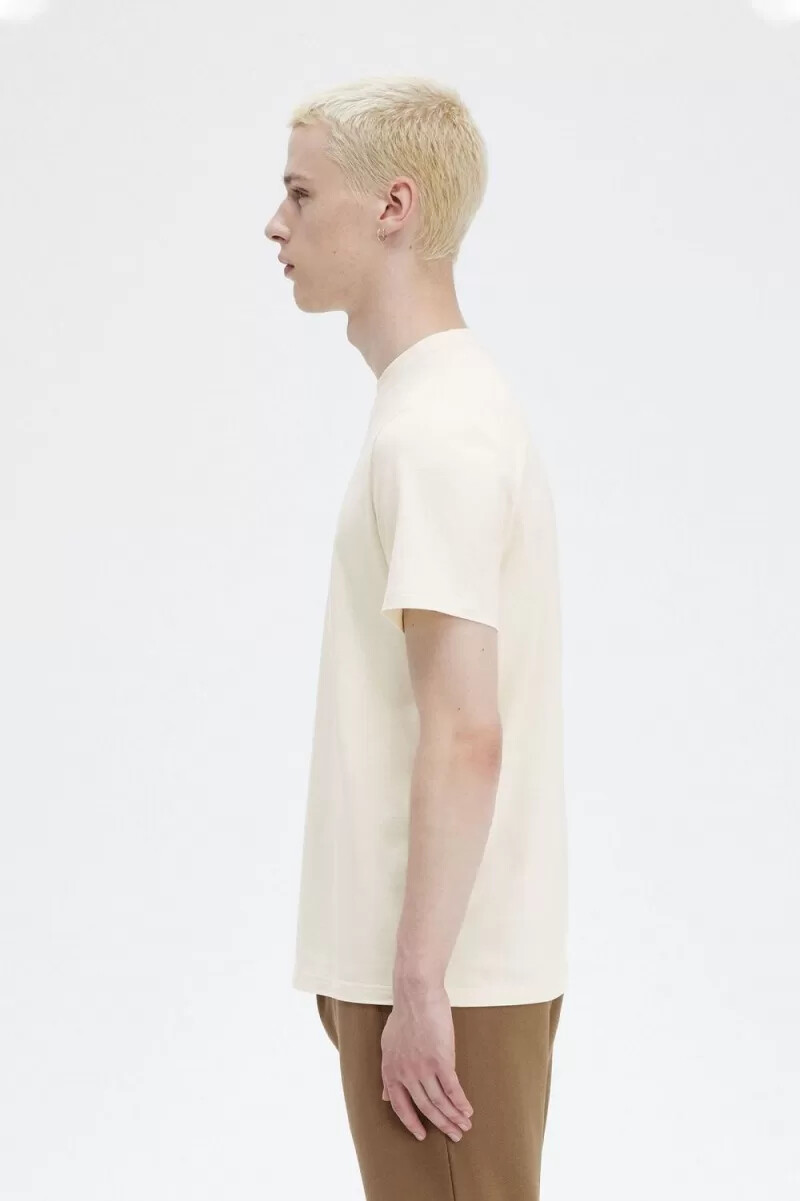 maglietta da uomo ricamata fred perry beige