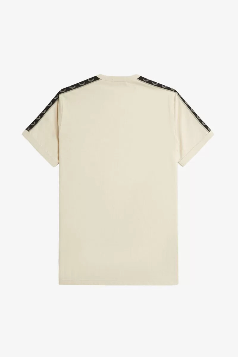 fred perry contrast tape ringer t-shirt da uomo color avena e grigio caldo