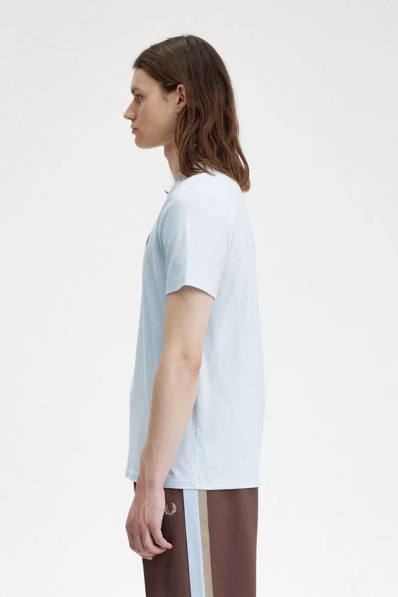 fred perry crew neck t-shirt da uomo light aqua midnight blue