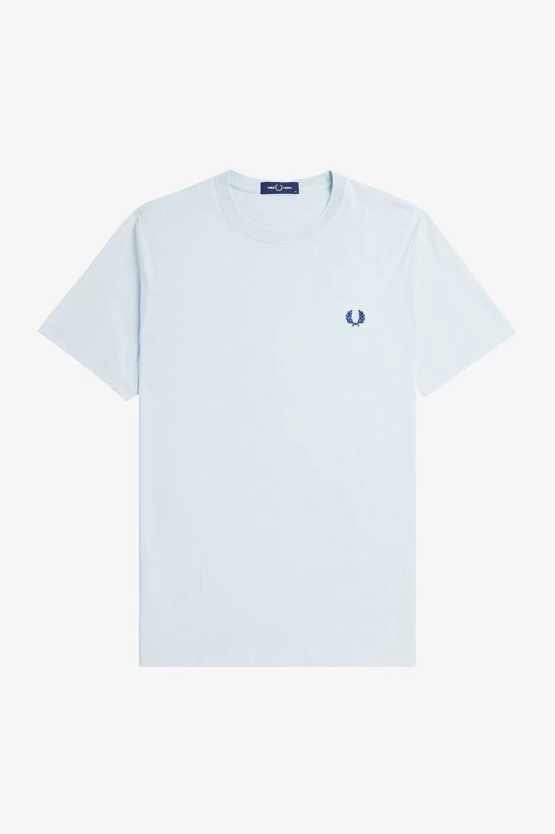 fred perry crew neck t-shirt da uomo light aqua midnight blue