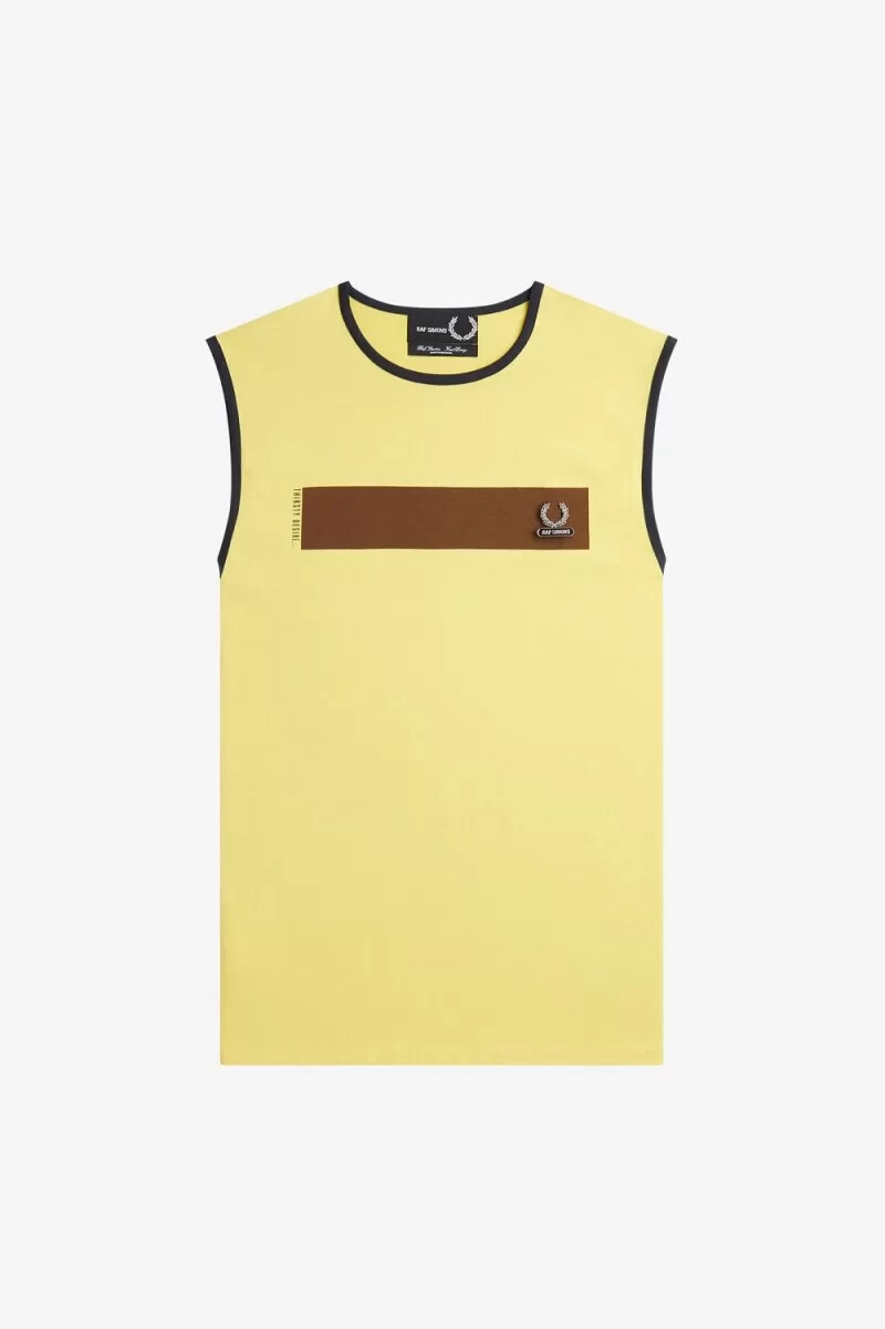 fred perry t-shirt da uomo con stampa a gilet color lime sporco