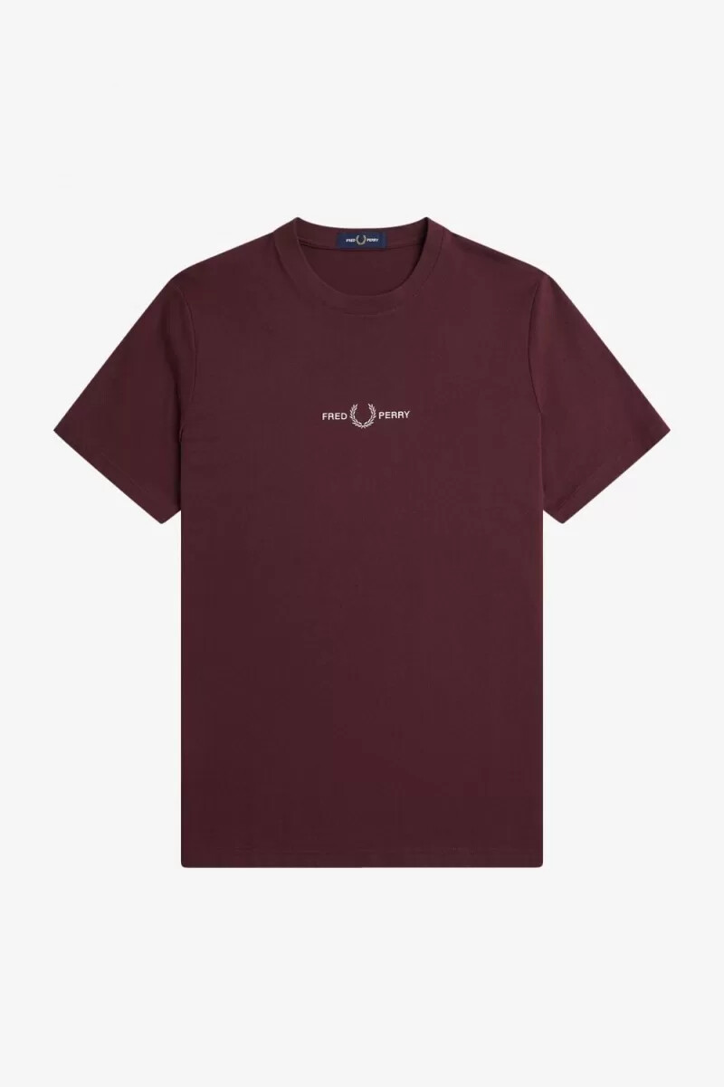 maglietta da uomo ricamata fred perry color sangue di bue