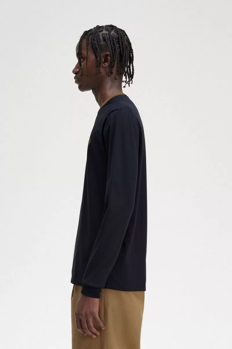 fred perry twin tipped t-shirt da uomo blu navy caffè scuro
