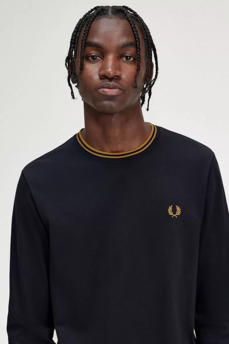 fred perry twin tipped t-shirt da uomo blu navy caffè scuro