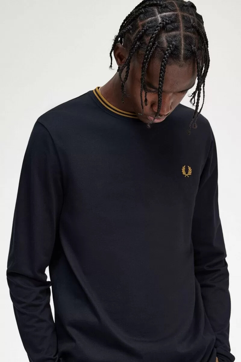 fred perry twin tipped t-shirt da uomo blu navy caffè scuro