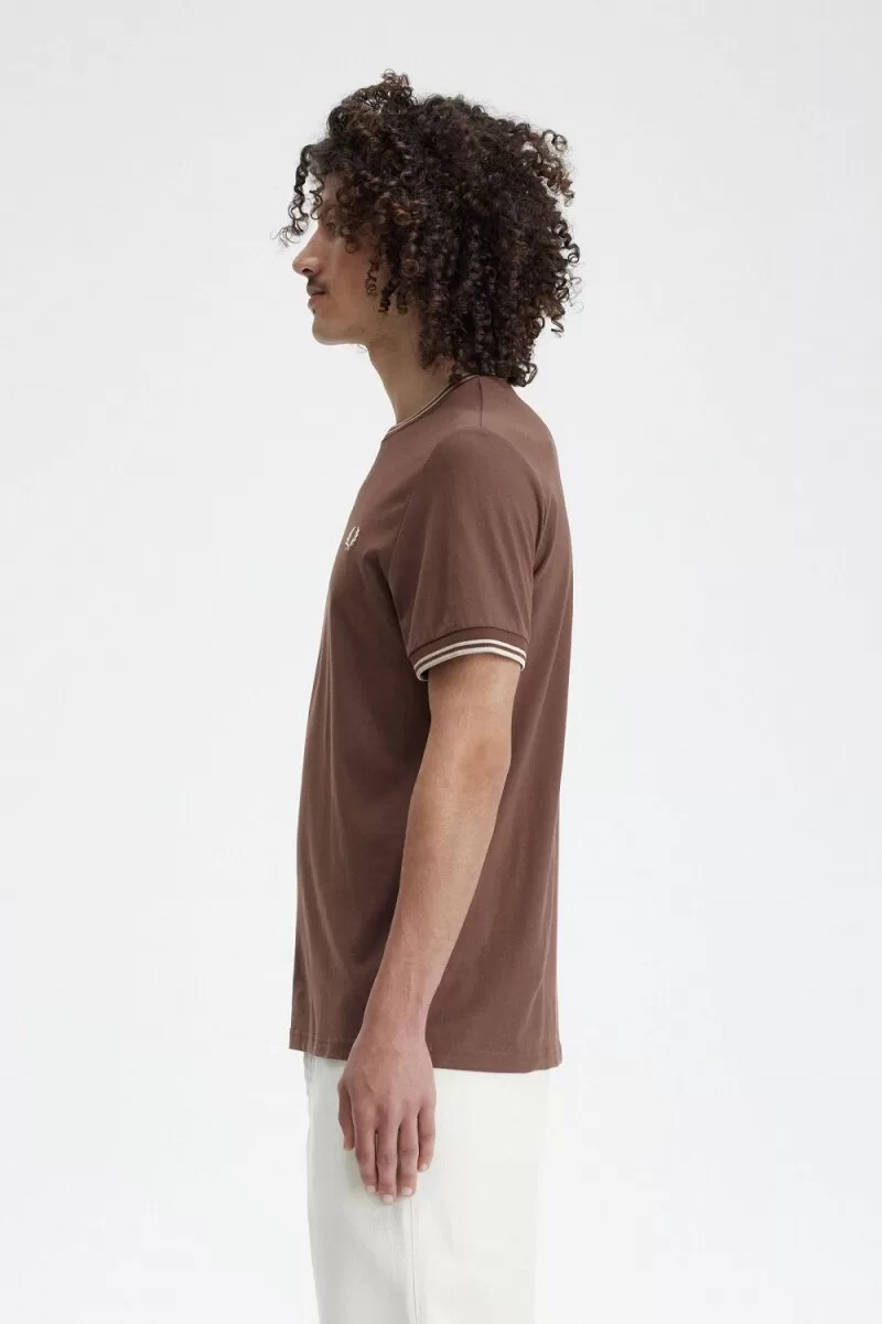fred perry twin tipped t-shirt da uomo rosso scuro grigio caldo