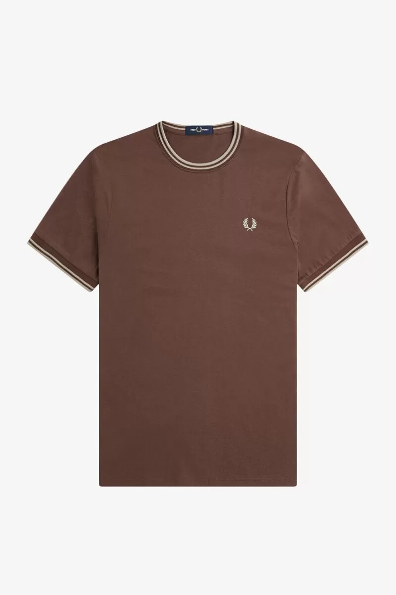 fred perry twin tipped t-shirt da uomo rosso scuro grigio caldo